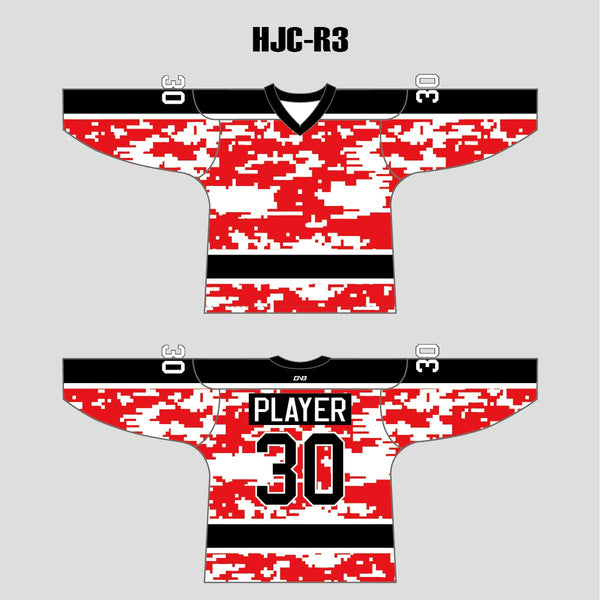 White Red Camo Blank Custom Sublimated Hockey Jerseys