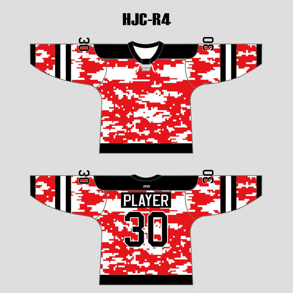 White Red Camo Blank Custom Sublimated Hockey Jerseys
