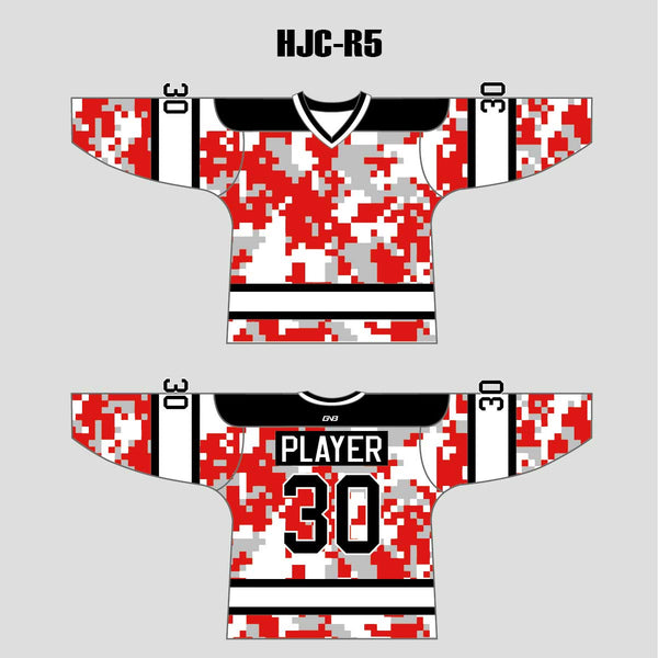 White Red Camo Blank Custom Sublimated Hockey Jerseys