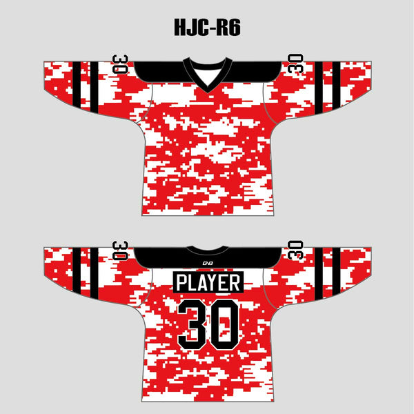 White Red Camo Blank Custom Sublimated Hockey Jerseys