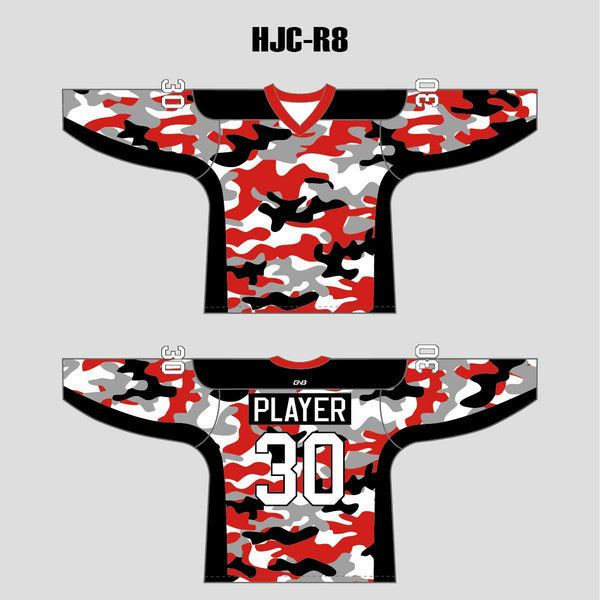 White Red Camo Blank Custom Sublimated Hockey Jerseys