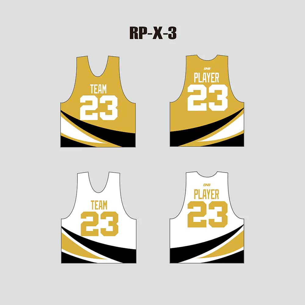 X3 Gold White Custom Reversible Lacrosse Pinnies with Numbers
