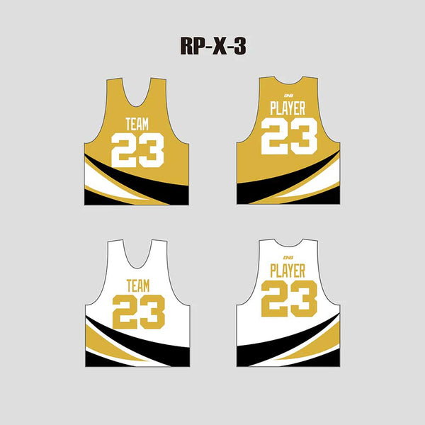 X3 Gold White Custom Reversible Lacrosse Pinnies with Numbers
