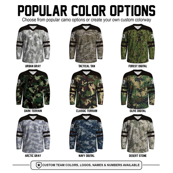 Twin Rail Army Camo Sublimated Hockey Jerseys