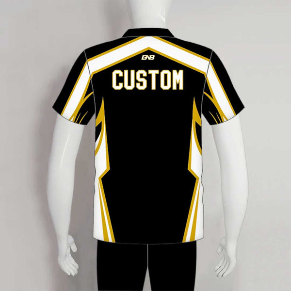 BJX1 Black White Gold Sublimated Custom Bowling Jerseys