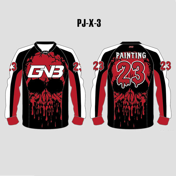 PJX3 Dripping Skull Custom Black and Red Paintball Jerseys