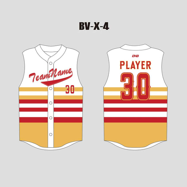 X4 Gold Red Stripes Blank Custom Sublimated Baseball Team Vests