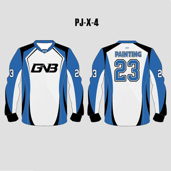 PJX4 Abstract Lines Custom White Blue and Black Paintball Jerseys