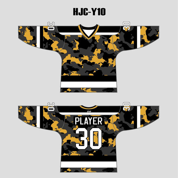 Yellow Gray Black Camouflage Custom Made Hockey Jerseys