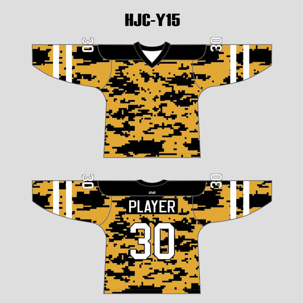 Yellow Gray Black Camouflage Custom Made Hockey Jerseys