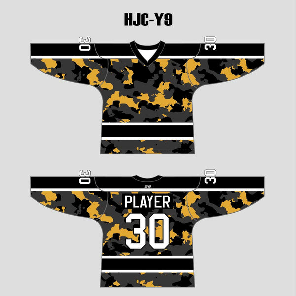 Yellow Gray Black Camouflage Custom Made Hockey Jerseys