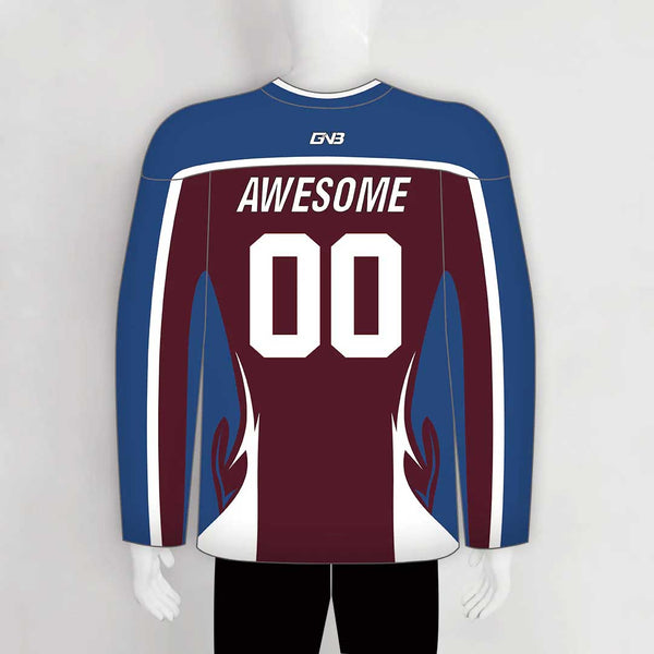 YS55 Maroon/Blue/White Custom Ice Roller Hockey Jerseys Design