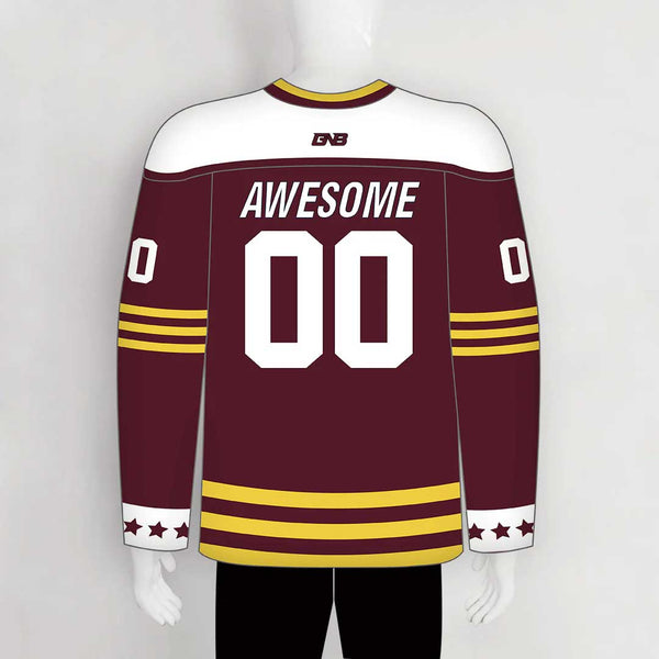 YS56 Maroon/Gold/White Custom Ice Roller Hockey Jerseys Design