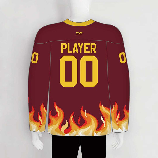 YS58 Maroon/Gold Sublimated Custom Hockey Jerseys Design