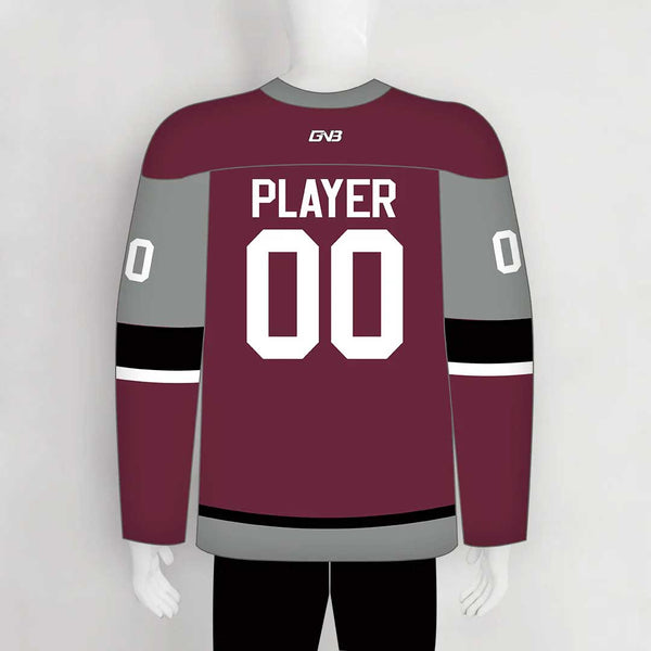 YS59 Maroon/Grey/Black Sublimated Custom Hockey Jerseys Design