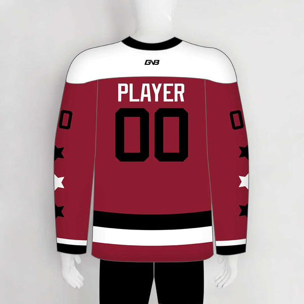 YS60 Burgundy/White/Black Custom Ice Roller Hockey Jerseys Design