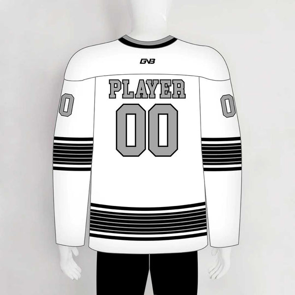 YS63 White/Black Sublimated Ice Roller Hockey Jerseys Custom Design