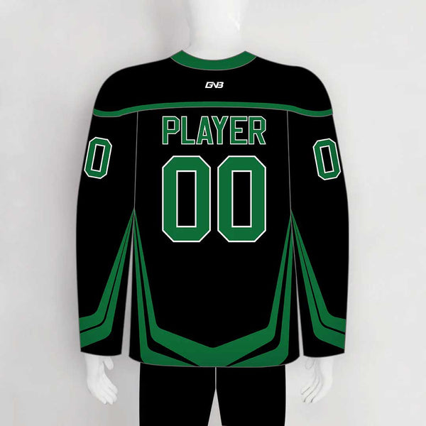 YS68 Black/Green Custom Sublimated Ice Roller Hockey Jerseys Design