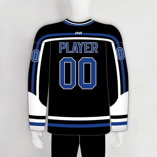 YS69 Black/White/Blue Custom Ice Roller Hockey Jerseys Design