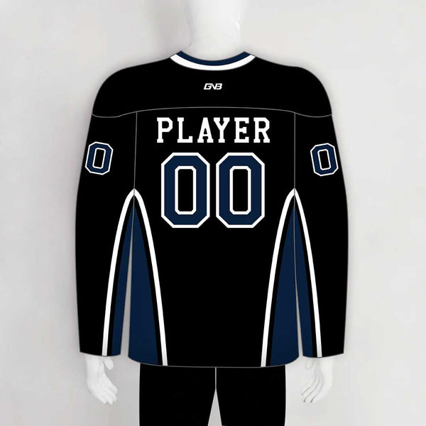 YS71 Black/Navy Sublimated Custom Ice Roller Hockey Jerseys