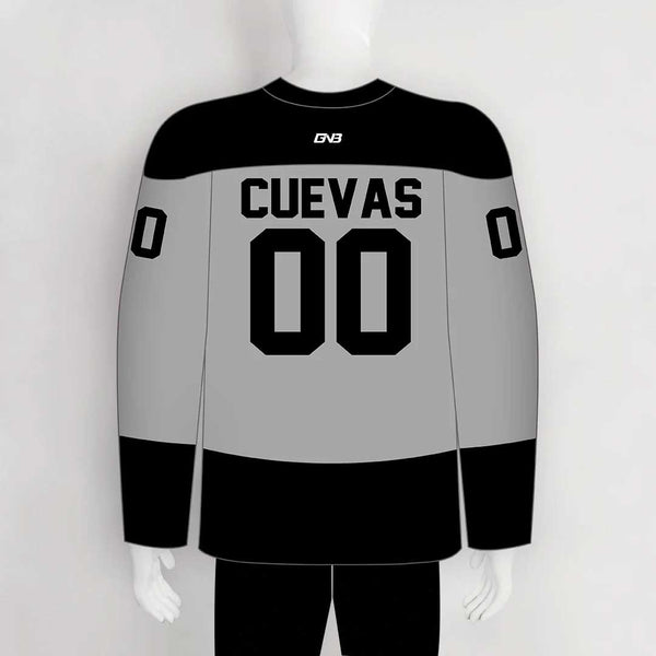 YS74 Grey/Black Custom Ice Roller Blank Hockey Jerseys