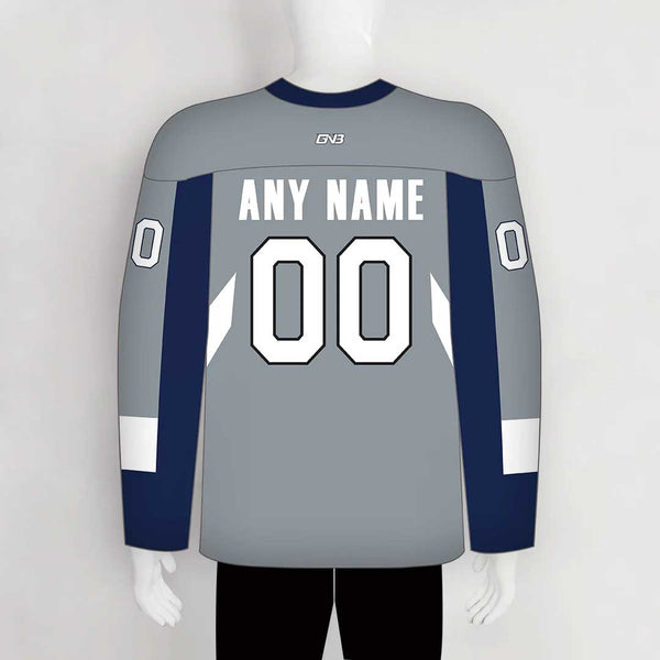YS75 Grey/Navy/White Custom Ice Roller Blank Hockey Jerseys
