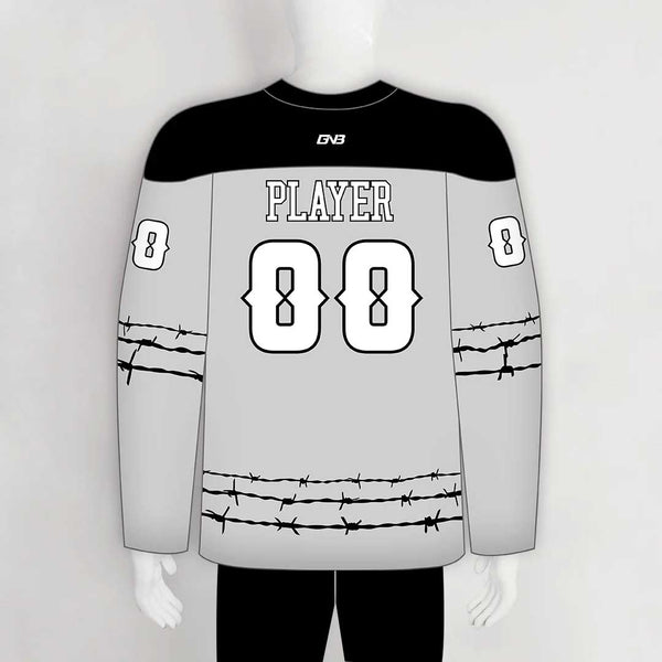 YS78 Grey/Black Sublimated Custom Blank Ice Roller Hockey Jerseys