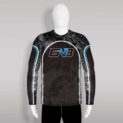 FJZ2 Custom Sublimated Black Crew Long Sleeve Performance Fishing Jerseys