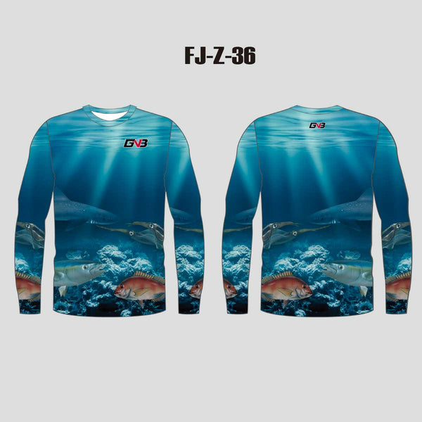 FJZ36 Sea World UV Sublimated Custom Fishing Jerseys 1/4 Zip
