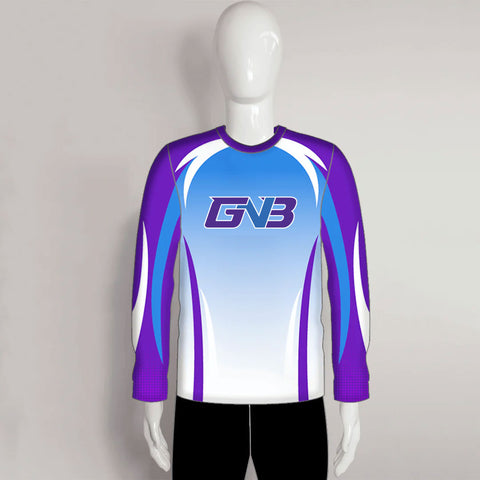 FJZ15 Purple Sublimated Performance Crew Neck Custom Fishing Tournament Jerseys