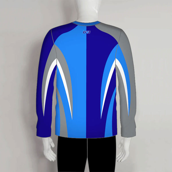 FJZ16 Light Dark Blue Color Block Custom Performance Fishing Shirts