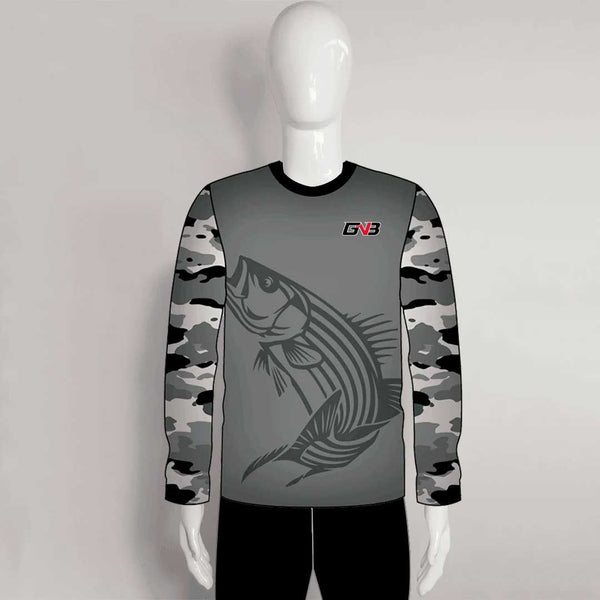 FJZ21 Sublimated Custom Catfish Striped Bass Fishing Shirts Crew Neck