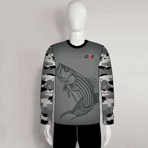 FJZ21 Sublimated Custom Catfish Striped Bass Fishing Shirts Crew Neck