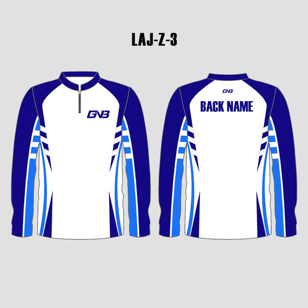 LAJZ3 White Blue Long Sleeve Custom Blank Archery Jerseys