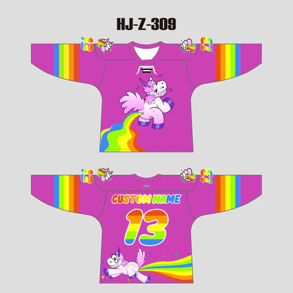 HJZ309 Pooping Unicorn Custom Funny Hockey Jerseys