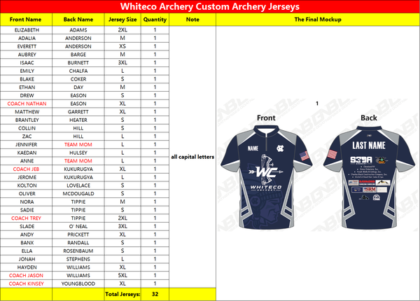 Whiteco Archery Custom Archery Jerseys