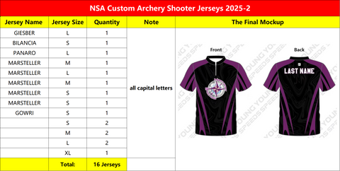 NSA Custom Archery Shooter Jerseys 2025 - 2