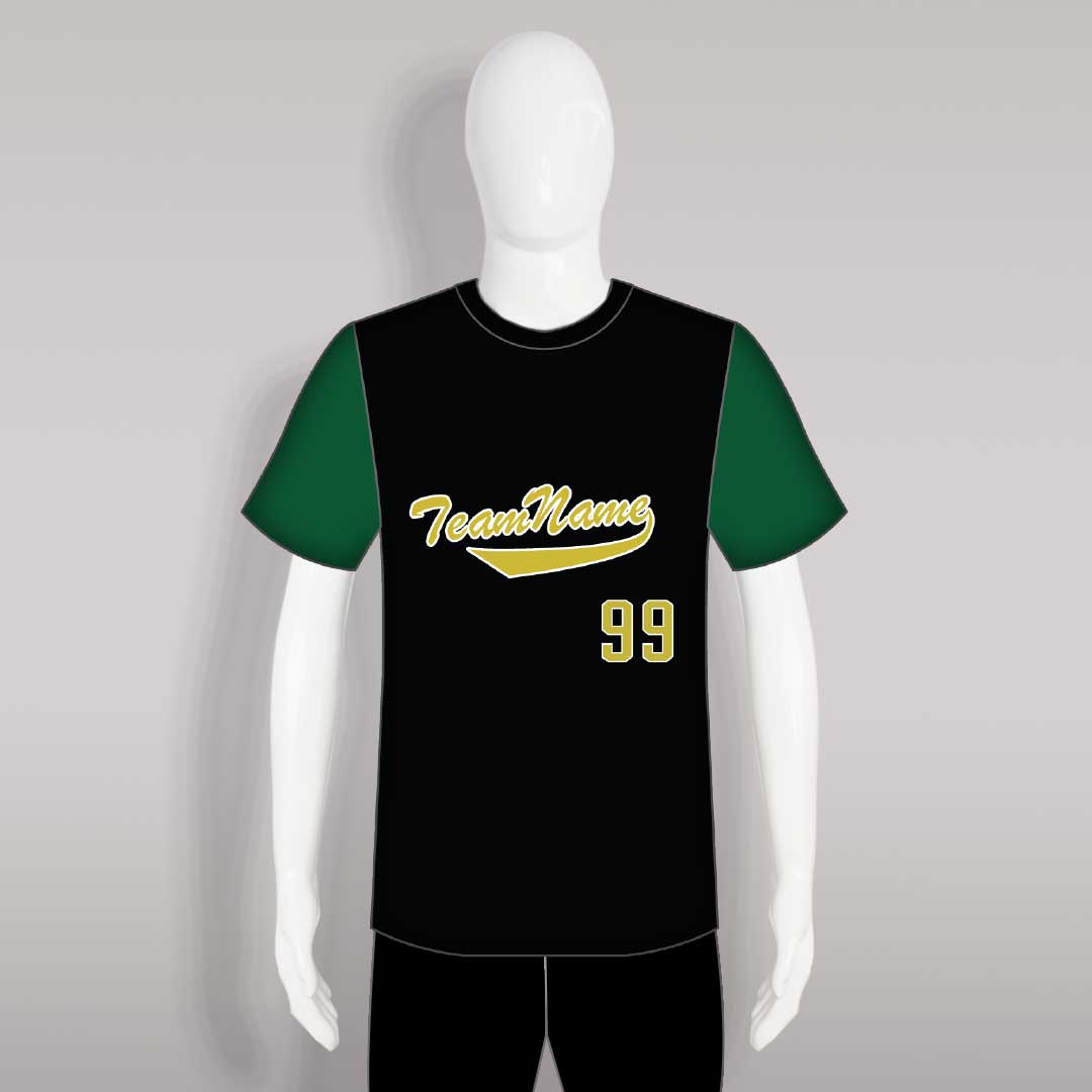 C32 Raglan Black Green Custom Crewneck Baseball Shirts