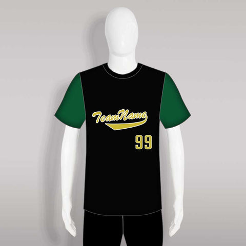 C32 Raglan Black Green Custom Crewneck Baseball Shirts