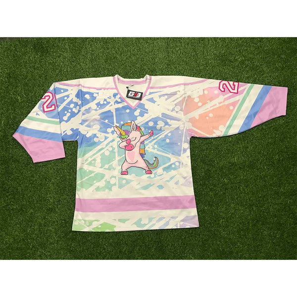 HJL1 Sparkle Dabbing Unicorn Custom Hockey Jerseys