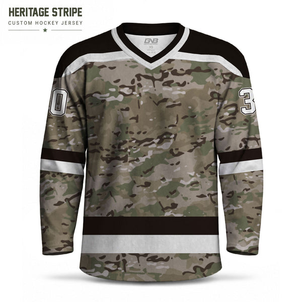 Heritage Stripe Military Camouflage Sublimated Hockey Jerseys