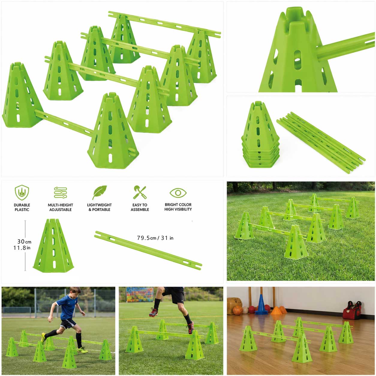 KIDSUNITED Hexagonal Plastic Cone and Sign Pole (16 cones & 24 poles)