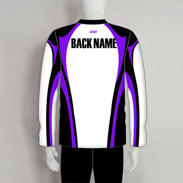LAJZ15 White Purple Black Custom Long Sleeve Archery Shooter Jerseys