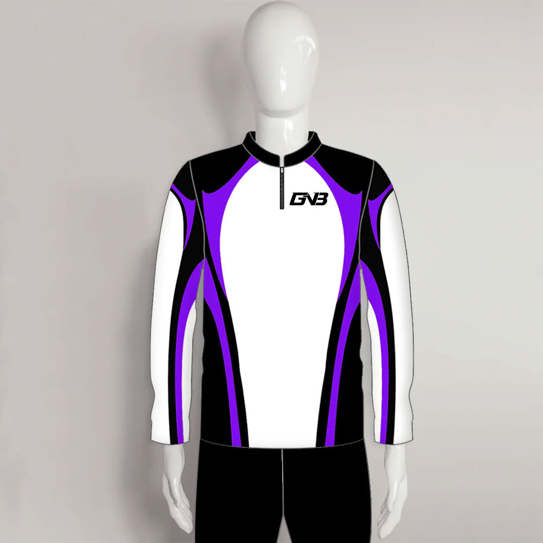 LAJZ15 White Purple Black Custom Long Sleeve Archery Shooter Jerseys
