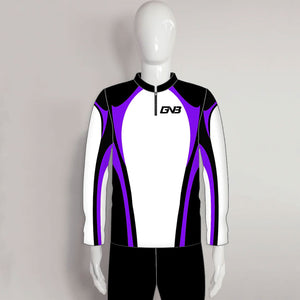 LAJZ15 White Purple Black Custom Long Sleeve Archery Shooter Jerseys