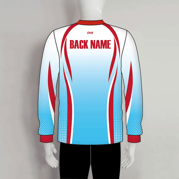 LAJZ20 Blue White Red Custom Long Sleeve Archery Polo Shirts Jerseys