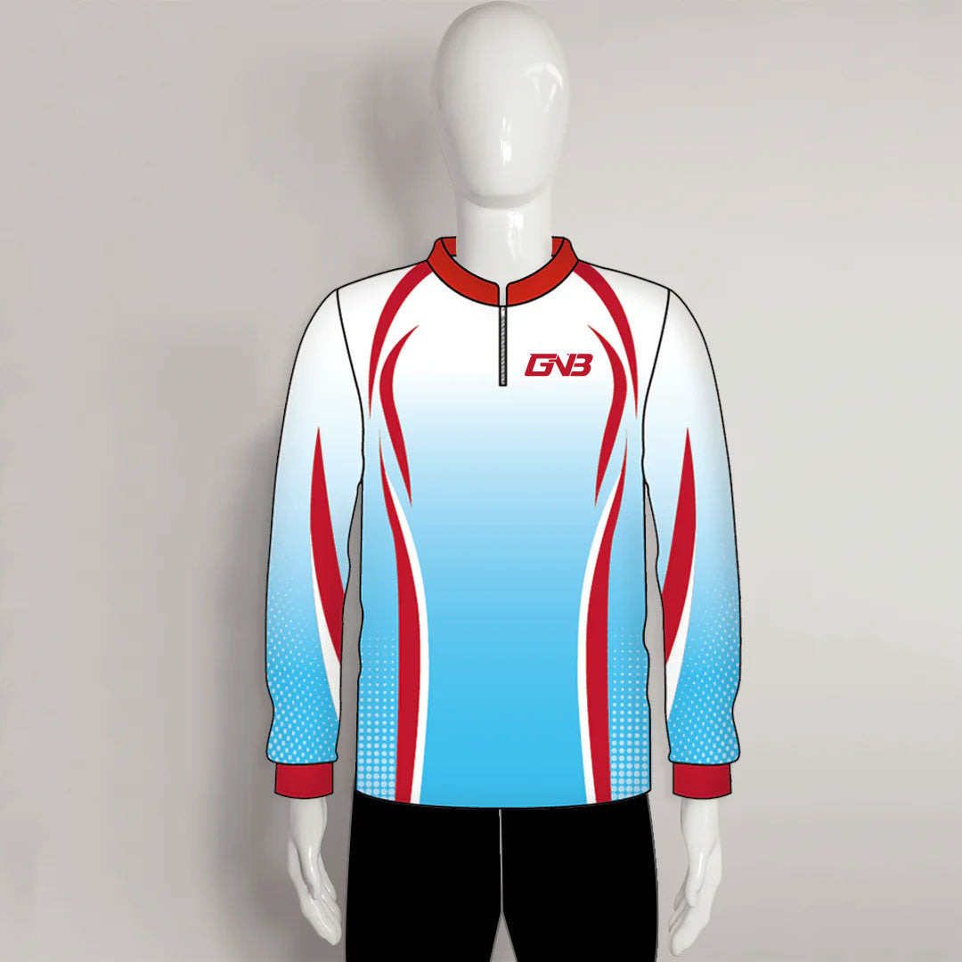 LAJZ20 Blue White Red Custom Long Sleeve Archery Polo Shirts Jerseys