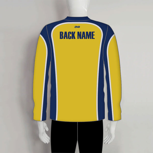 LAJZ22 Gold Blue Custom Long Sleeve Archery Club Team Jerseys