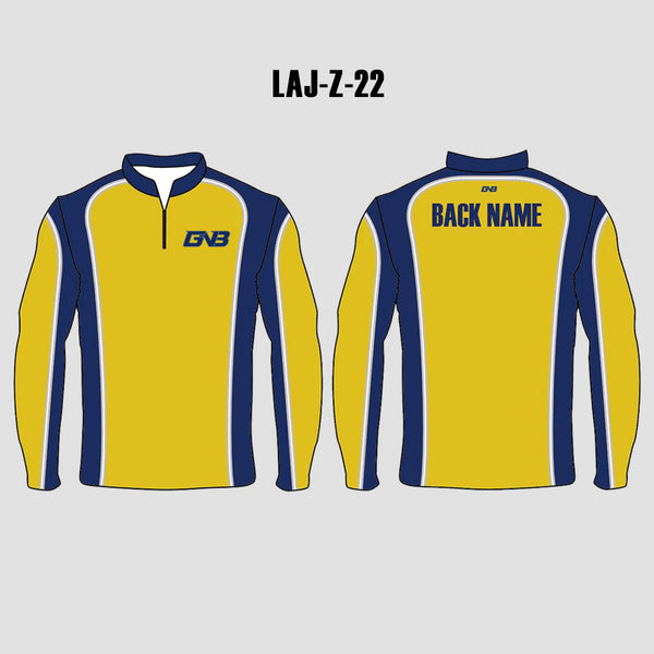 LAJZ22 Gold Blue Custom Long Sleeve Archery Club Team Jerseys
