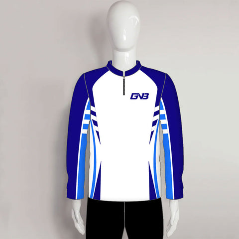 LAJZ3 White Blue Long Sleeve Custom Blank Archery Jerseys